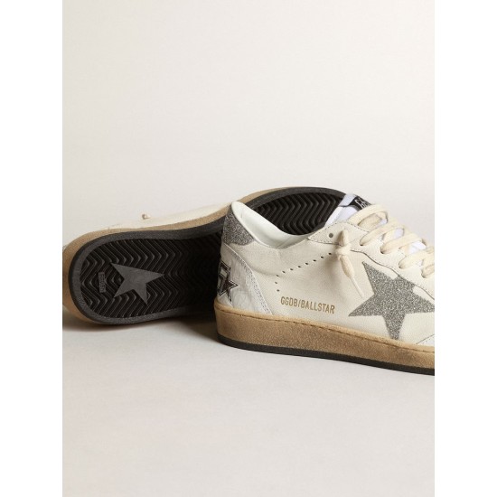 White Ball Star with a Swarovski crystal star and heel tab