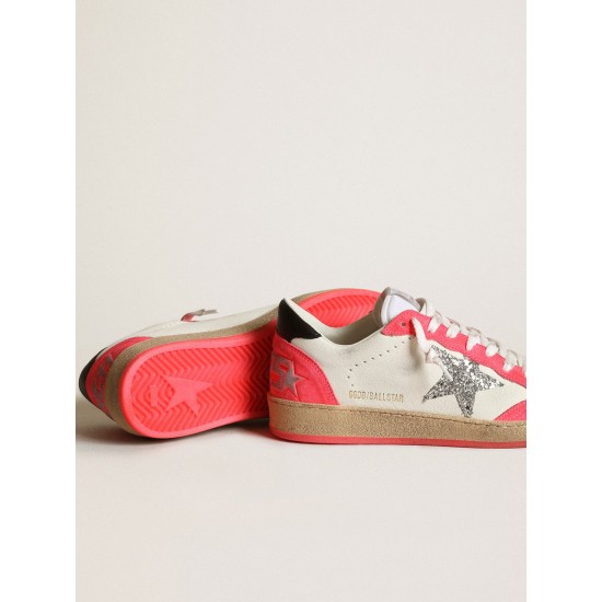 Women's Ball Star in white nappa with glitter star