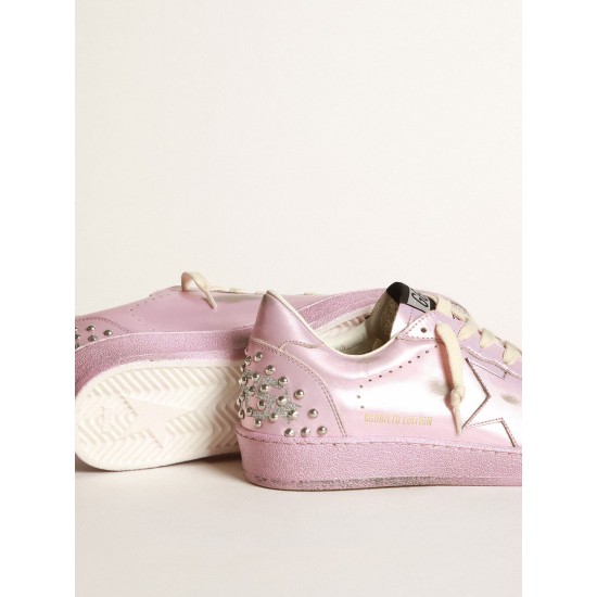 Women’s Ball Star LAB in pink laminated leather with studs