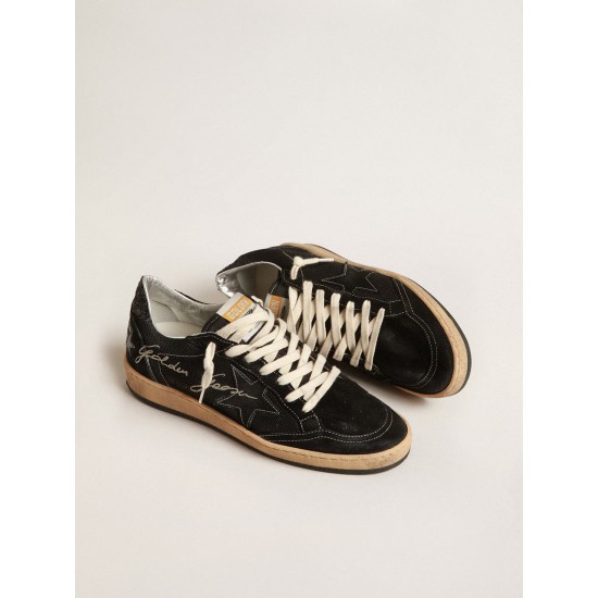 Ball Star in black mesh with black suede star