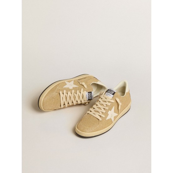 Ball Star in golden Swarovski crystals with milk-white leather star