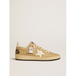 Ball Star in golden Swarovski crystals with milk-white leather star
