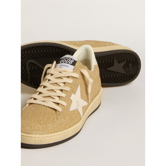Ball Star in golden Swarovski crystals with milk-white leather star