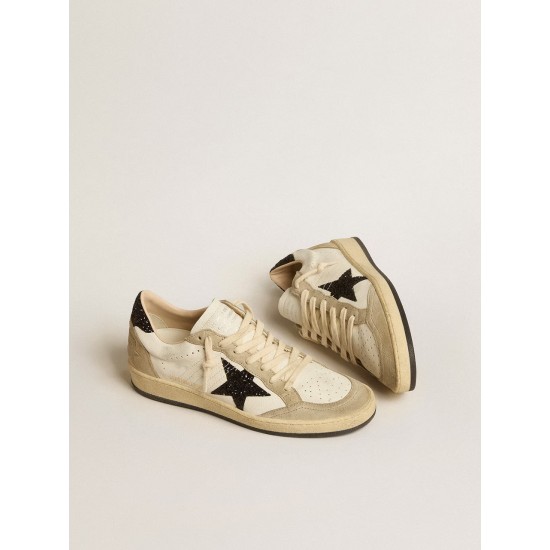 Ball Star in nappa and suede with black glitter star and heel tab