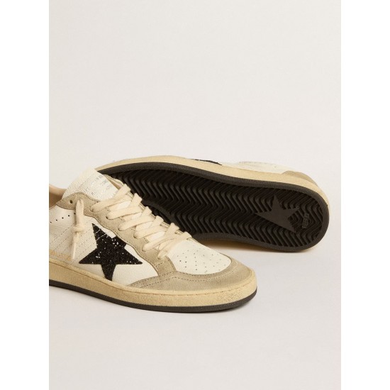 Ball Star in nappa and suede with black glitter star and heel tab
