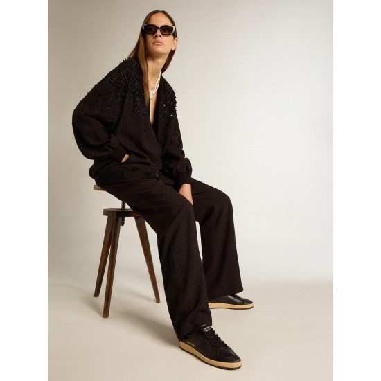 Ball Star in black nappa leather with black glitter star and suede heel tab