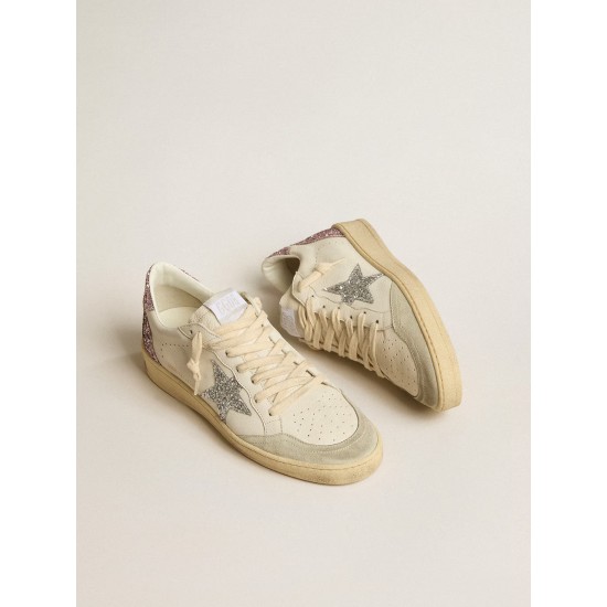 Ball Star with silver glitter star and pink glitter heel tab