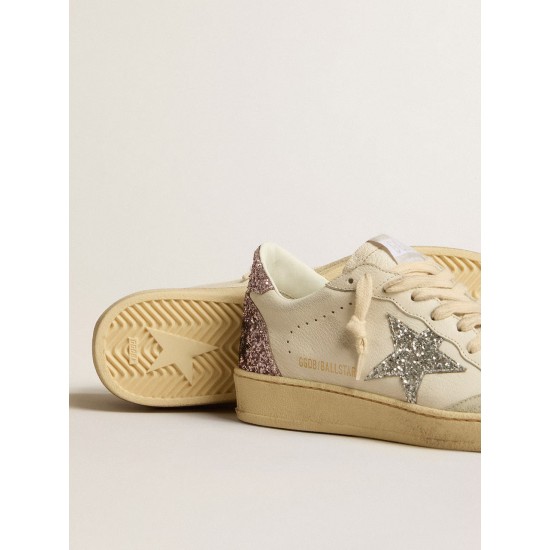 Ball Star with silver glitter star and pink glitter heel tab