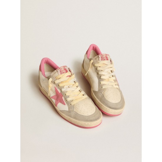Women's Ball Star LTD in nappa with pink suede star and dove-gray inserts