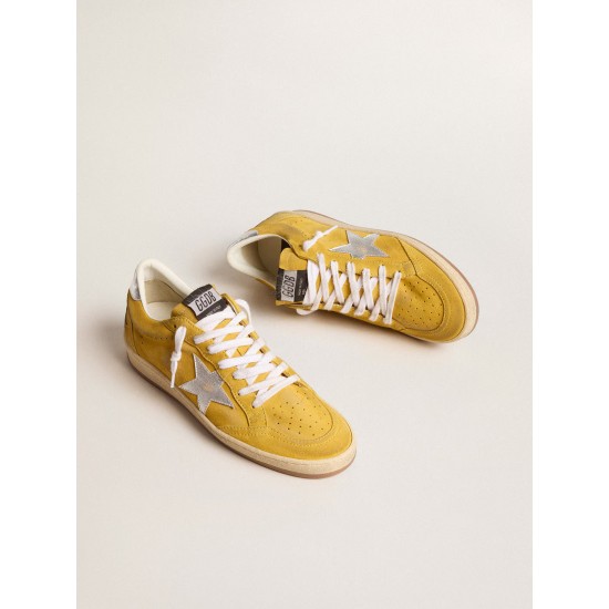 Ball Star in honey suede with silver leather star and heel tab
