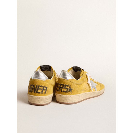 Ball Star in honey suede with silver leather star and heel tab