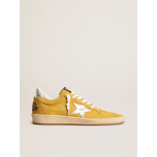 Ball Star in honey suede with silver leather star and heel tab