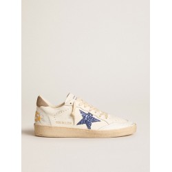 Ball Star with blue glitter star and dove-gray suede heel tab