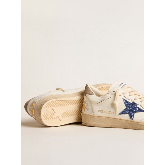 Ball Star with blue glitter star and dove-gray suede heel tab