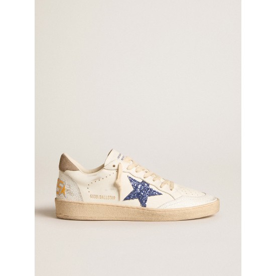 Ball Star with blue glitter star and dove-gray suede heel tab