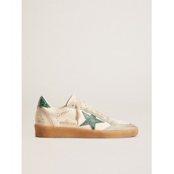 Ball Star LTD in nappa with green crocodile-print leather star