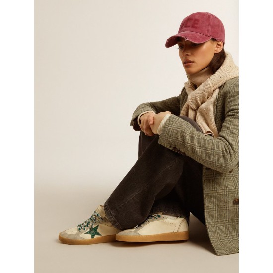 Ball Star LTD in nappa with green crocodile-print leather star