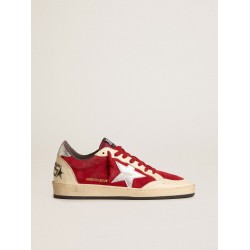 Ball Star in burgundy suede with silver leather star and heel tab