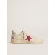 Ball Star LTD with fuchsia glitter star and light gray suede heel tab