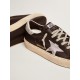Women's Hi Star in black leather with silver laminated leather star