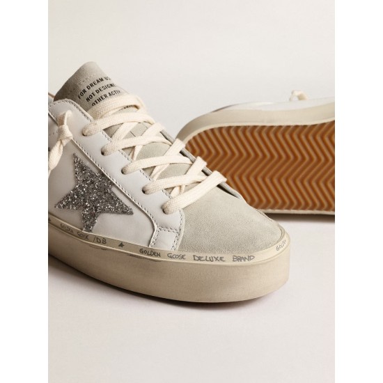 Hi Star with silver glitter star and dove-gray nubuck heel tab
