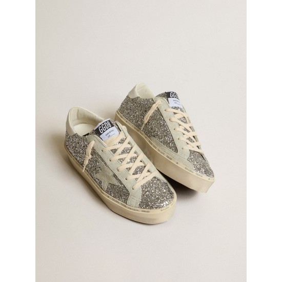 Women's Hi Star in silver glitter with suede star and white heel tab