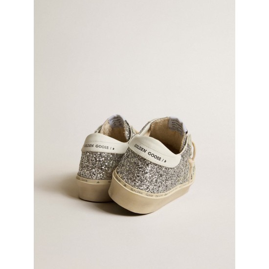 Women's Hi Star in silver glitter with suede star and white heel tab