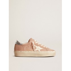 Women's Hi Star in pink suede with cream star and silver leather heel tab