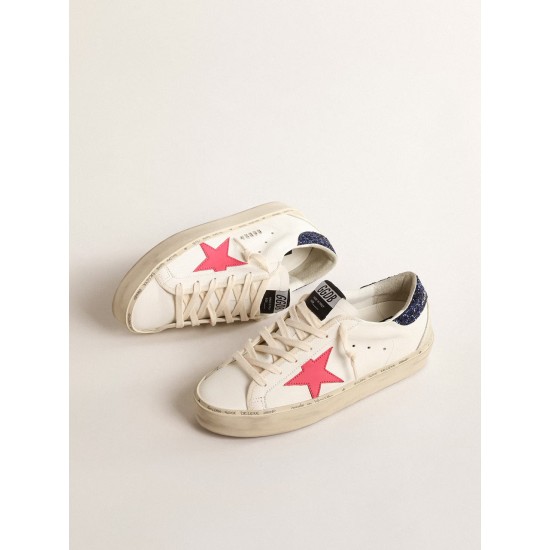 Hi Star with fuchsia leather star and blue glitter heel tab