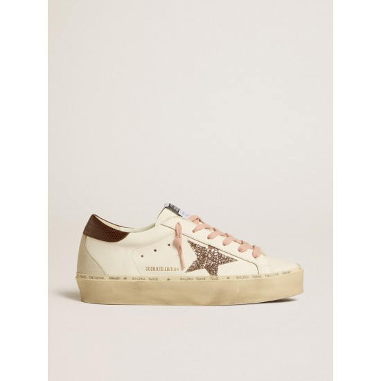 Women's Hi Star LTD with glitter star and brown lizard-print heel tab