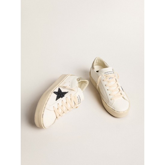 Women's Hi Star with blue glitter star and platinum glitter heel tab