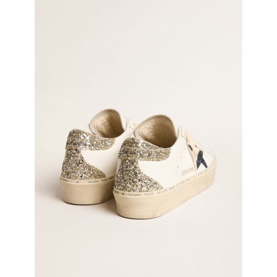 Women's Hi Star with blue glitter star and platinum glitter heel tab