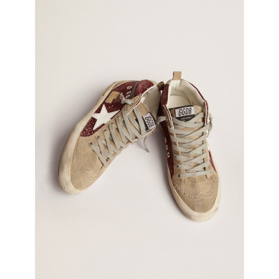 Women's Mid Star in burgundy glitter with gray inserts and white star