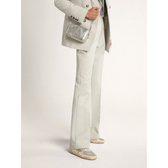 Women's Mid Star in silver laminated leather with dove gray star