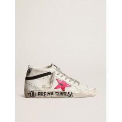 Mid Star with a pink laminated leather star and black flash