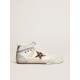 Women's Mid Star LTD in white nylon with leopard print pony skin star
