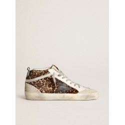 Women's Mid Star in leopard print pony skin with black star