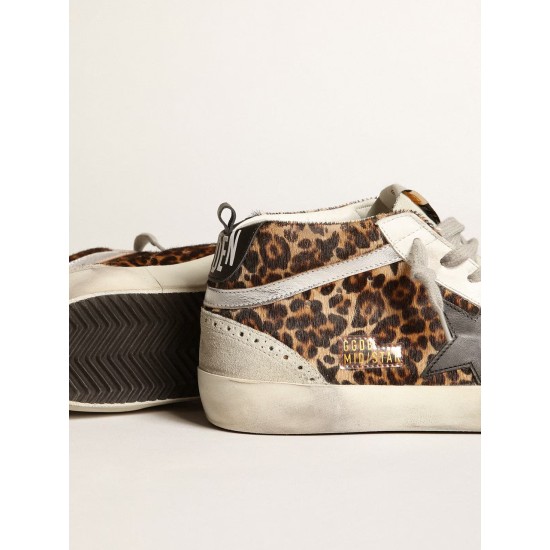 Women's Mid Star in leopard print pony skin with black star