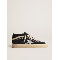 Mid Star in blue cotton with silver star and leather flash