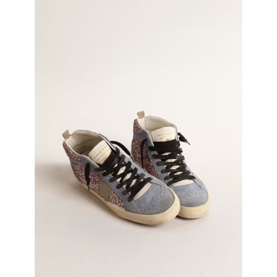 Mid Star LTD in lilac glitter with light blue suede inserts