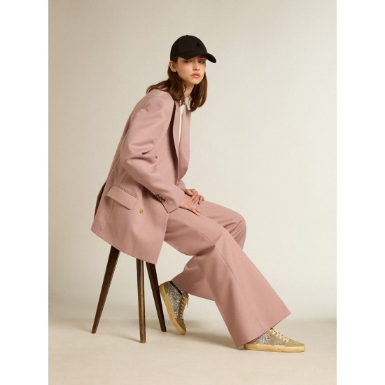 Mid Star in silver glitter with suede star and black flash