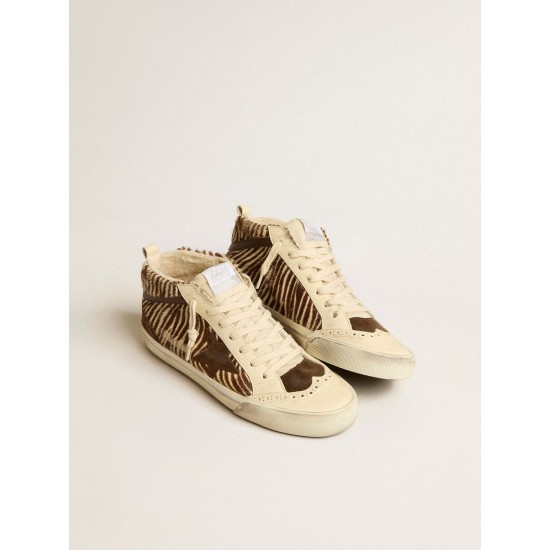 Mid Star LTD in zebra-print pony skin with suede star and brown flash