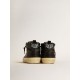 Women's Mid Star in black nappa with black glitter star and suede flash