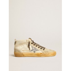 Women's Mid Star in canvas with silver glitter star and beige flash