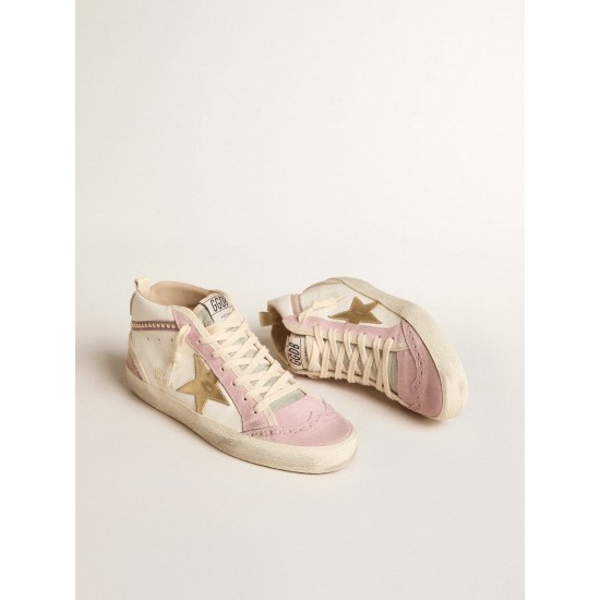 Mid Star with gold leather star and pink suede flash with pearls