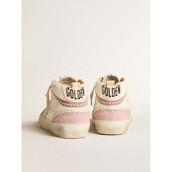 Mid Star with gold leather star and pink suede flash with pearls