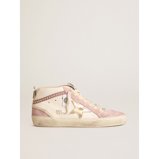 Mid Star with gold leather star and pink suede flash with pearls