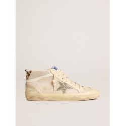 Mid Star in mesh with platinum glitter star and white leather flash