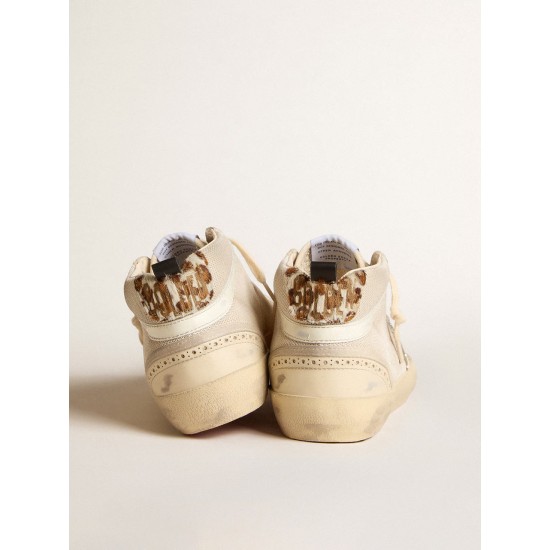 Mid Star in mesh with platinum glitter star and white leather flash