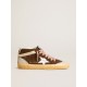 Mid Star LTD in brown suede with silver nappa leather star and cream flash